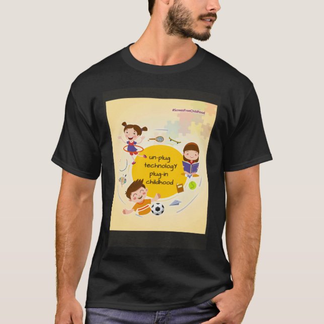 Camiseta Desconecte a tomada de tecnologia da infância (Frente)