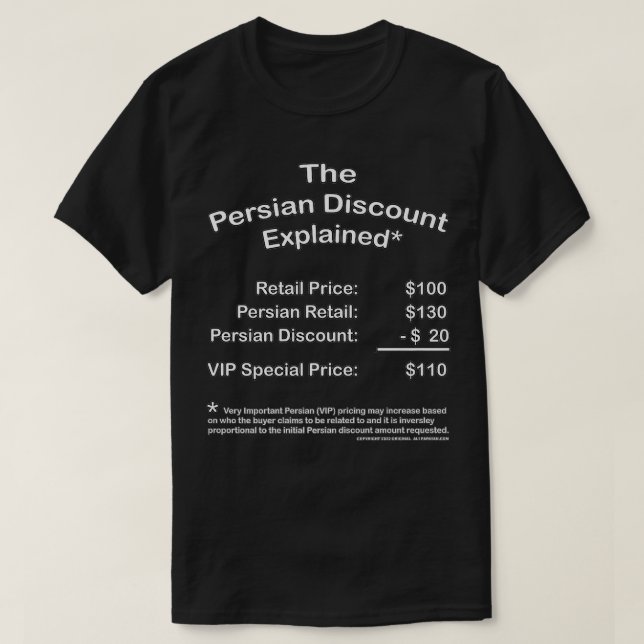 Camiseta Desconto Persa - Premium Explicado (Frente do Design)