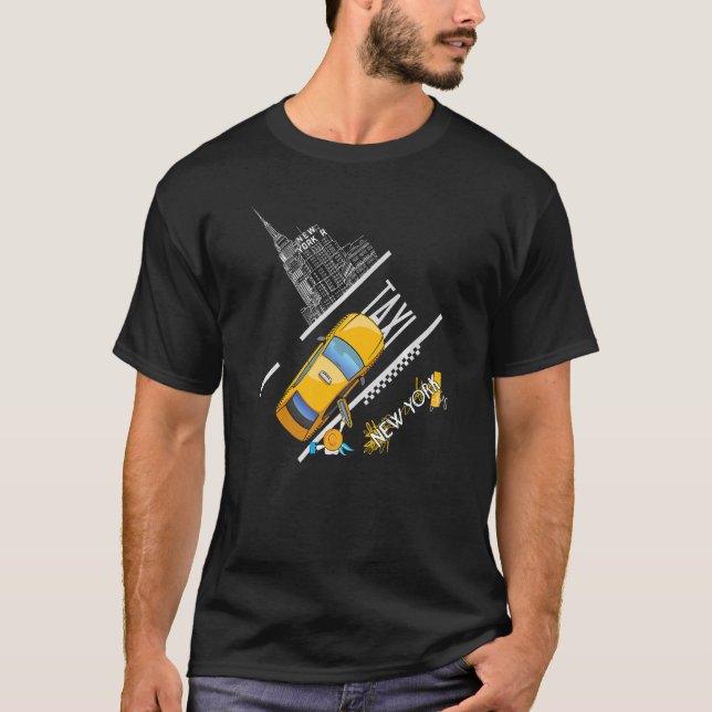 Camiseta Descrição do Gráfico da Ilustração de Táxi do Nova (Frente)