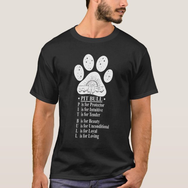 Camiseta Descrição do Pitbull Mãe da Pata do Cachorro (Frente)