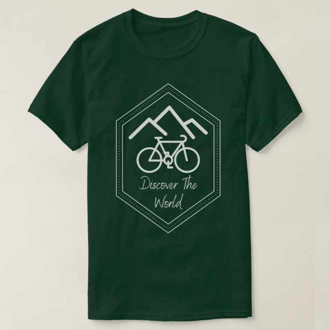 Camiseta Descubra a estrada mundial de pedras para ciclismo (Frente do Design)