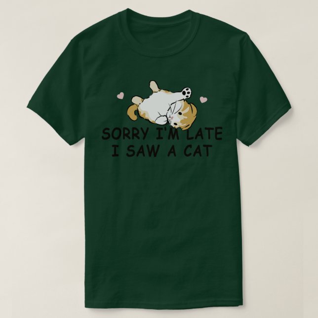 Camiseta Desculpe, Atrasei Eu Vi Um Gato (Frente do Design)