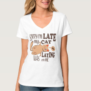 Camiseta Desculpe, estou atrasado, meu gato estava deitado