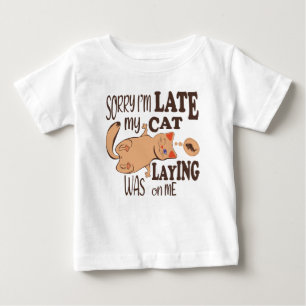 Camiseta Desculpe, estou atrasado, meu gato estava deitado