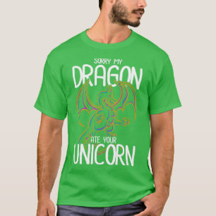 Camiseta Desculpe Meu Dragão Comeu Seu Dragão Unicórnio