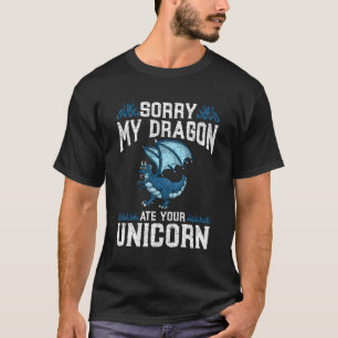Camiseta Desculpe Meu Dragão Comeu Seu Dragão Unicórnio