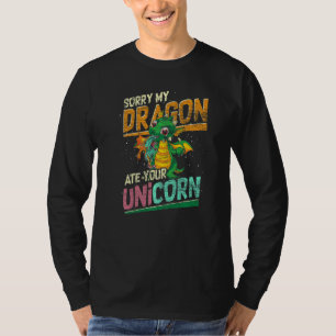 Camiseta Desculpe Meu Dragão Comeu Seu Unicórnio Dragão de