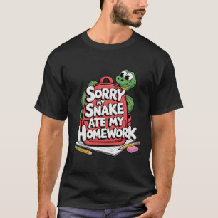Camiseta Desculpe, Minha Cobra Comeu Minha Lição de Casa De