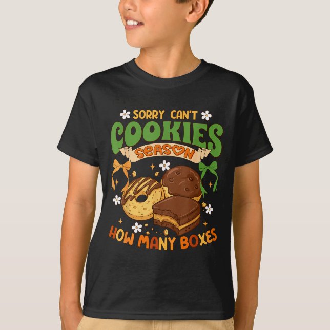 Camiseta Desculpe Não é Temporada de Biscoito Quantas Caixa (Frente)