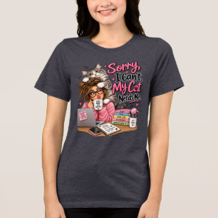 Camiseta Desculpe, Não Posso, Meu Gato Precisa de Mim