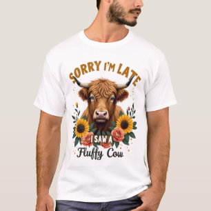 Camiseta Desculpe o Atraso Vi uma Vaca Fofa Vintage Highlan