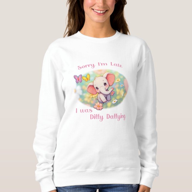 Camiseta Desculpe o Elefante de Design Atrasado (Frente)
