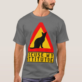 CAMISETA DESCULPE O MEU SINAL DE ALERTA DE GATO DE ATITUDE