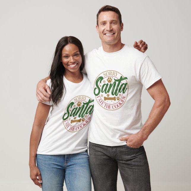 Camiseta Desculpe Papai Noel Eu Comi Os Biscoitos - Natal (Unissex)