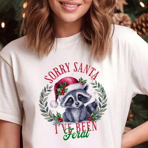 Camiseta Desculpe Papai Noel Guaxinim Feral Natal Divertido