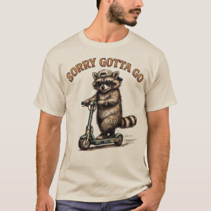Camiseta Desculpe, Preciso Ir Guaxinim Divertido Patinete