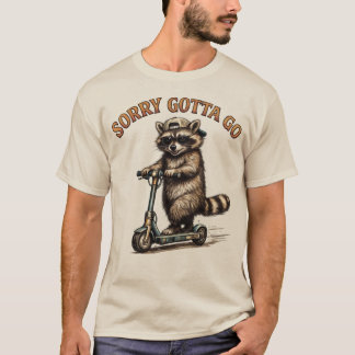 Camiseta Desculpe, Preciso Ir | Guaxinim Divertido Patinete