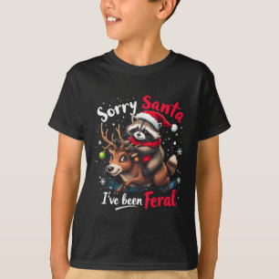 Camiseta Desculpem Papais noeis que fui Feral Raccoon Engra