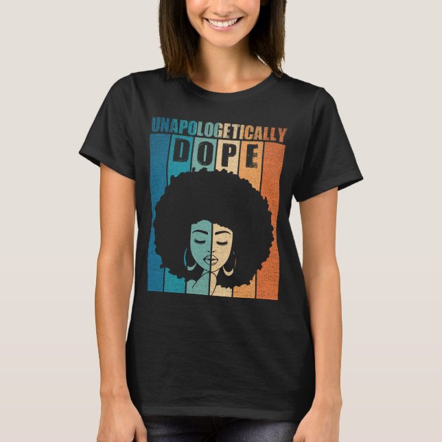 Camiseta Desculpem-se, Dope Afro-Mulher Retro Stripe (Frente)