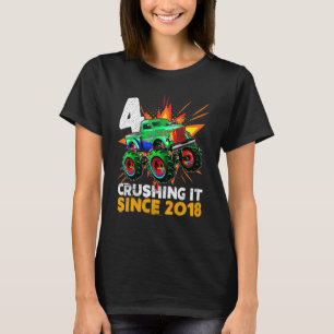 Camiseta Desde 2018 Crianças 4. º Aniversário 4 anos Monstr