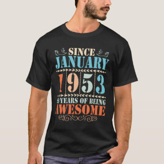 Camiseta Desde Janeiro De 1953 Feliz Aniversário 68 Anos De