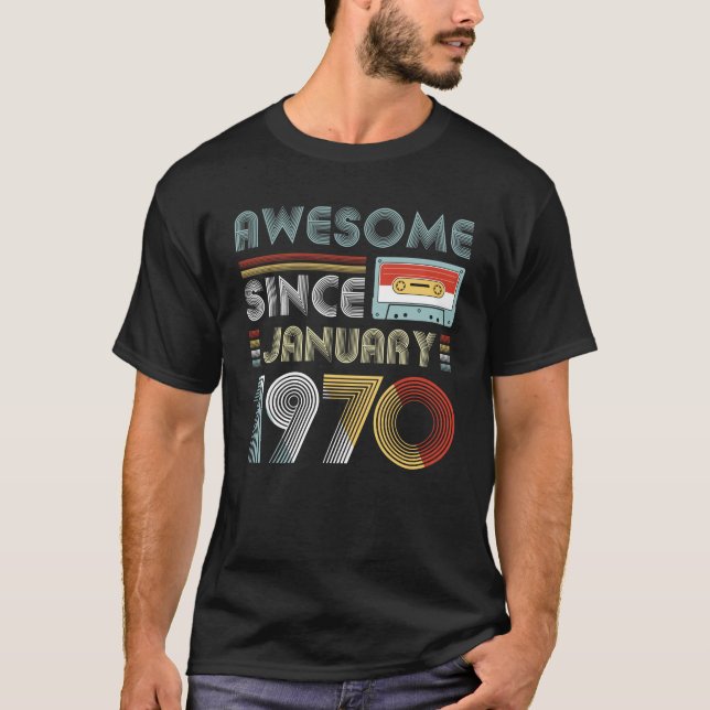 Camiseta Desde janeiro de 1970 vintage impressionante do (Frente)