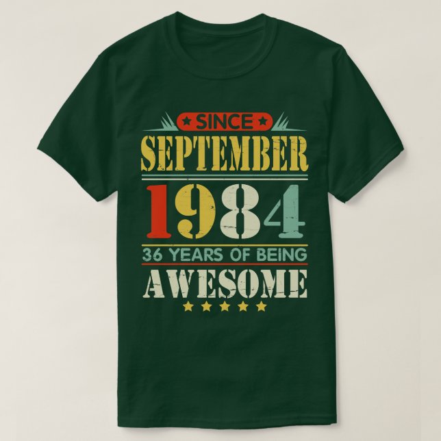 Camiseta Desde Setembro De 1984 Feliz Aniversário Para Papa (Frente do Design)