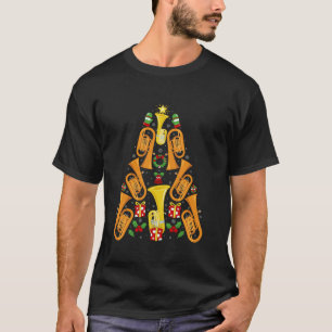 Camiseta Desdecoração de Natal Hat Musical Tuba Natal T