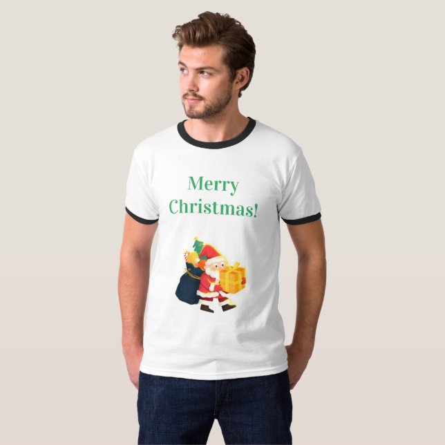 Camiseta Deseja o Natal Impresso Joy Celebration Ringer (Frente Completa)