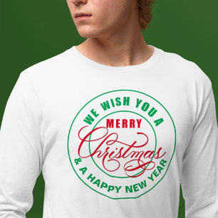 Camiseta Desejamos a você um Feliz Natal Vermelho e Verde