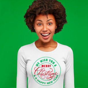 Camiseta Desejamos a você um Feliz Natal Vermelho e Verde