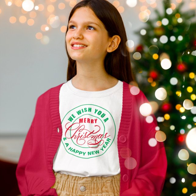 Camiseta Desejamos a você um Feliz Natal Vermelho e Verde (Criador carregado)
