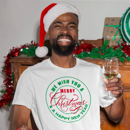 Camiseta Desejamos a você um Feliz Natal Vermelho e Verde