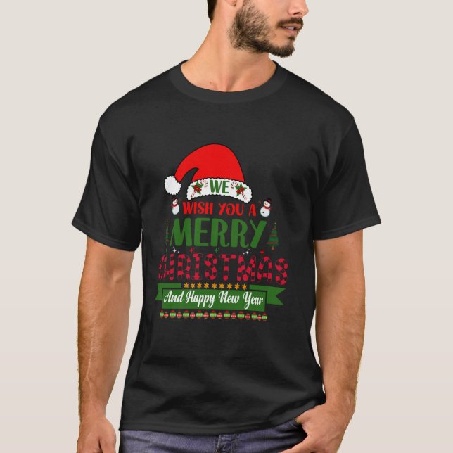 Camiseta desejamos-lhe um feliz natal e feliz ano novo (Frente)
