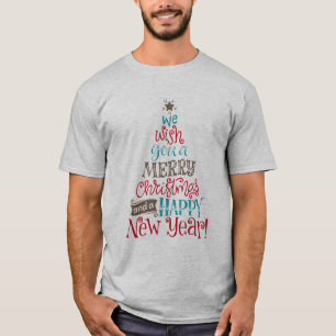 Camiseta Desejamos-lhe um Feliz Natal e um Feliz ano novo