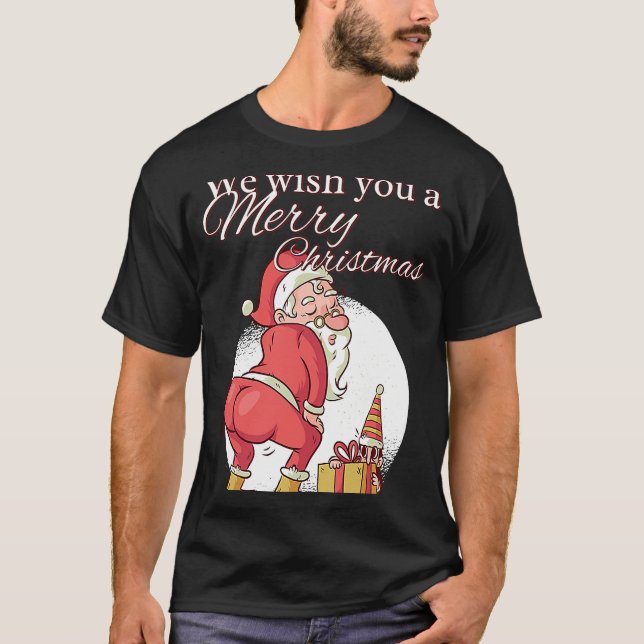 Camiseta Desejamos-lhe um Feliz Natal Papai Noel Ano Novo (Frente)