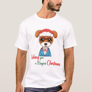 Camiseta Desejando-lhe um cachorro de Natal mágico