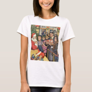 Camiseta Desejo de Natal Antigo, Menino no Colo do Papai No