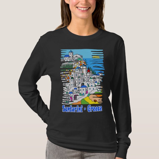 Camiseta Desejo De Souvenir Grécia De Viagem A Santorini (Frente)