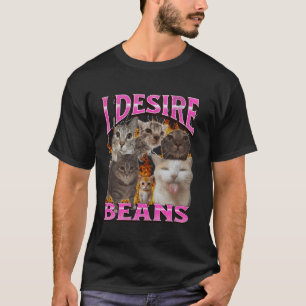 Camiseta Desejo Feijão Gato Engraçado Meme Bootleg Gráfico