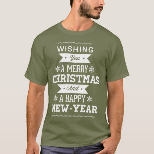 Camiseta Desejo-lhe um Feliz Natal e um Feliz ano novo