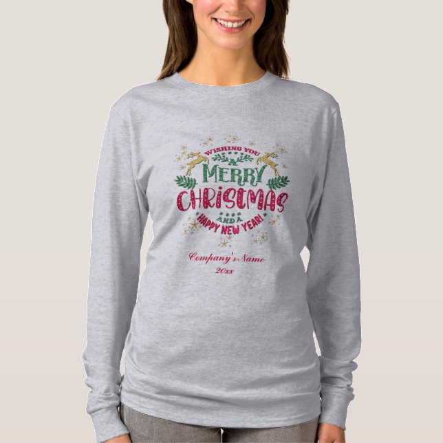 Camiseta Desejo-lhe um Feliz Natal e um Feliz ano novo (Frente)