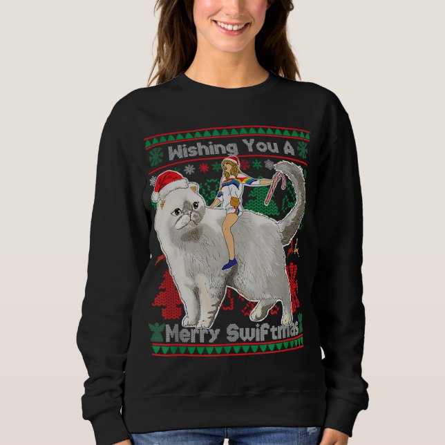 Camiseta Desejo-Lhe Uma Feliz Swiftmas Feia De Natal (Frente)
