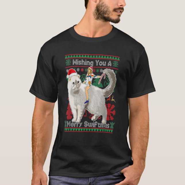 Camiseta Desejo-Lhe Uma Feliz Swiftmas Feia De Natal (Frente)