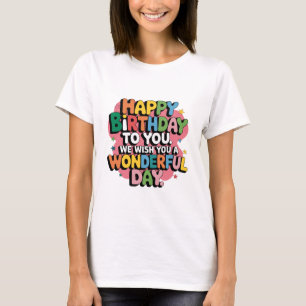 Camiseta Desejos Coloridos de Aniversário