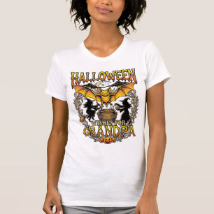 Camiseta Desejos de Halloween Vô Morcego Caldeirão de Bruxa
