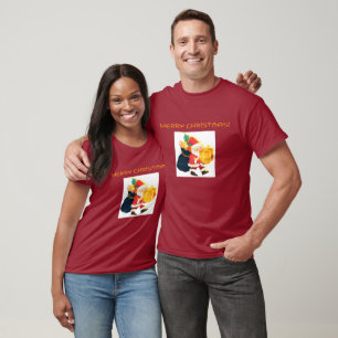 Camiseta Desejos de Natal Feliz Impressos Marrom Bonito