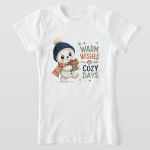 Camiseta Desejos Quentes Dias Aconchegantes Boneco de Neve 