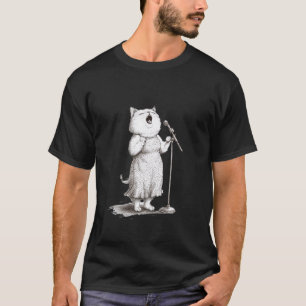 Camiseta Desempenho do Gato Cantando no Microfone