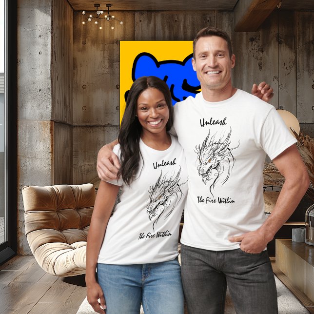 Camiseta Desencadear o incêndio - Arte da linha do dragão f (Criador carregado)